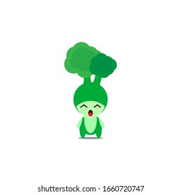 cute kawaii broccoli mascot vekcor design character.