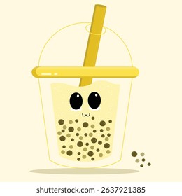 Cute kawaii bubble tea illustration.