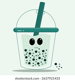 Cute kawaii bubble tea illustration.