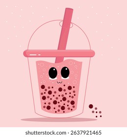Cute kawaii bubble tea illustration.