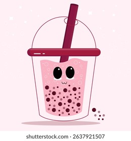 Cute kawaii bubble tea illustration.