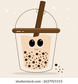Cute kawaii bubble tea illustration.