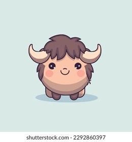 Cute kawaii buffalo chibi  mascot vector cartoon style