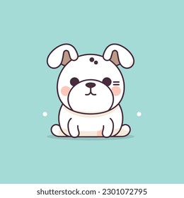 Cute kawaii bulldog cartoon doggy puppy illustration