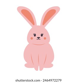 Cute kawaii bunny. Cartoon funny rabbit character. Vector illustration isolated on white background.