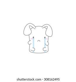 Cute Kawaii Bunny with a Crying Face