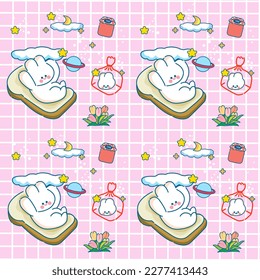 Cute Kawaii Cute bunny funny Sweet rabbit Earth star sky 