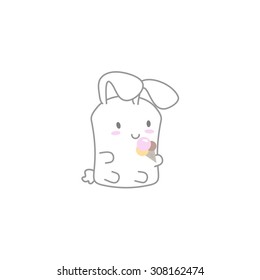 Cute Kawaii Bunny with a Ice cream