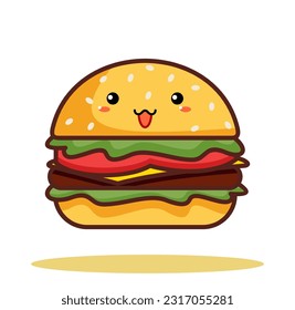A cute and kawaii burger food illustration design