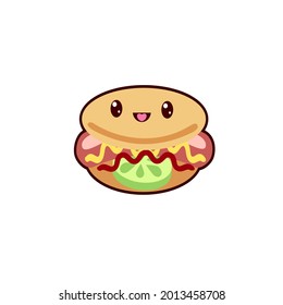 Cute kawaii burger. Vector illustration