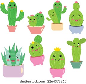 Cacto Verde Bonito E Pote Clipart Vector Png Elemento PNG , Cactus