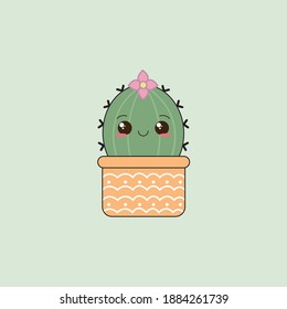 cute kawaii cactus prickly plant design