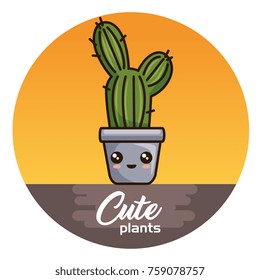 cute kawaii cactus and succulent cartoon