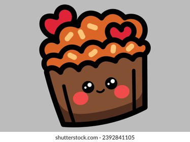 cute kawaii cake vector illustration