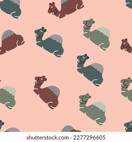 Cute kawaii camel seamless pattern