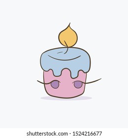 Cute kawaii candle vector hand drawn illustration.Design isolated picture