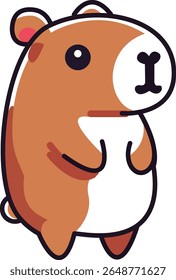 Cute kawaii capybara and baby capybara isolated on white background. Funny sticker for the decoration of a card poster banner diary. Vector illustration simple flat design