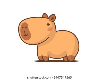 Cute kawaii capibara ilustración de dibujos animados aislado en blanco