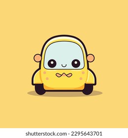 Cute kawaii car chibi mascot vector cartoon style