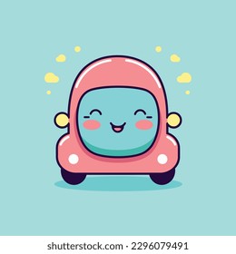 Cute kawaii car chibi mascot vector cartoon style
