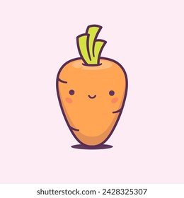 Cute kawaii carrot cartoon character vector illustration