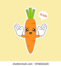 cute and kawaii Carrot character. Balloon sticker. Cool vegetable. Vector illustration. Carrot clever nerd character on a color background. Healthy food concept. 