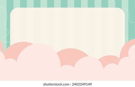 Cute kawaii, vector de fondo de caricatura con marco