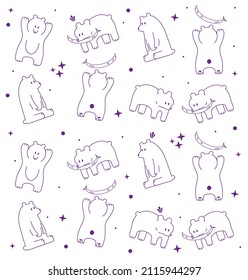 Patrón de oso de dibujos animados de Cute kawaii. Ilustración de línea