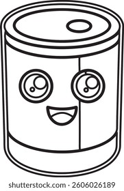 Cute Kawaii Cartoon Can With Happy Face Smiling