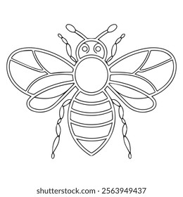 Cute kawaii cartoon character bee coloring page, vector printable worksheets for preschool.
