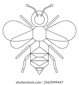 Cute kawaii cartoon character bee coloring page, vector printable worksheets for preschool.
