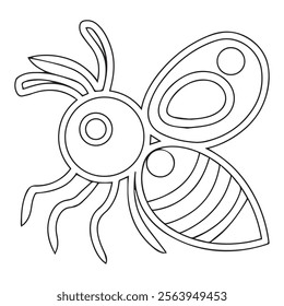 Cute kawaii cartoon character bee coloring page, vector printable worksheets for preschool.
