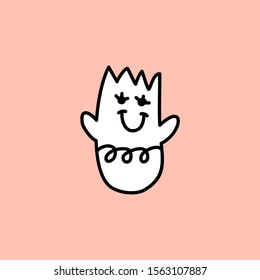 Cute kawaii cartoon character, hand drawn doodles illustration.
