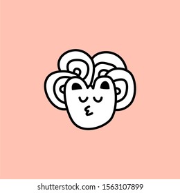 Cute kawaii cartoon character, hand drawn doodles illustration.