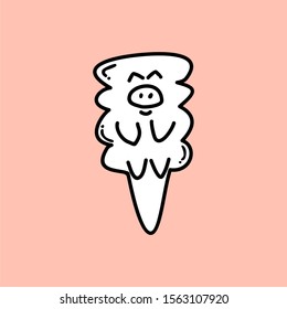 Cute kawaii cartoon character, hand drawn doodles illustration.