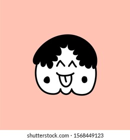 Cute kawaii cartoon character, hand drawn doodles illustration.