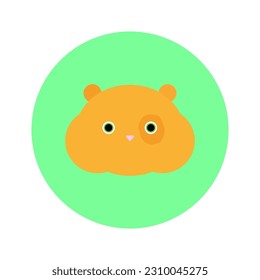 Cute kawaii cartoon hamster. Pet face, smiling animal. Character in children style. Vector illustration.