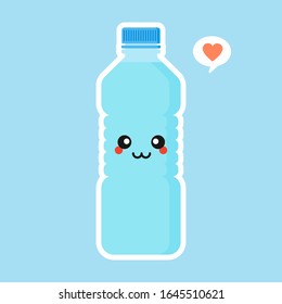 Cute and kawaii cartoon mineral water character. funny water bottle. Concept for healthy nutrition and drinking mineral water. flat design vector illustration, simple emoji and emoticon design