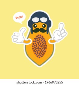 cute and kawaii cartoon style papaya characters for healthy food, vegan and cooking design. Topical fruit papaya, vitamins and nutrition, healthy food and juice drink ingredient