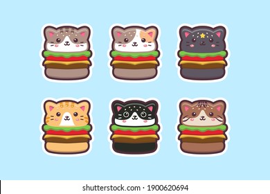 Cute Kawaii Cat Burger Drawing