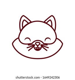 Cute kawaii cat cartoon line style icon design, Animal zoo life nature character childhood and adorable theme Vector illustration