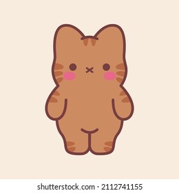 Cute Kawaii Cat . Children's Character. Animal Character Design.Valentine's Day.Love.Heart.Isolated.Art.Vector.Illustration.