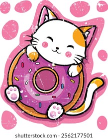 Cute Kawaii Cat Donut Japanese Anime Women or Girls Doughnut 