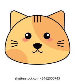 Cute kawaii cat emoji icon Vector illustration