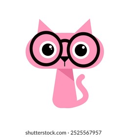 Gato kawaii bonito com óculos - ilustração vetorial