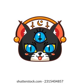 Cute and Kawaii Cat Head Illustration