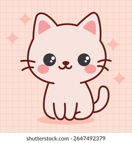 Cute Kawaii Cat Illustration – Adorable Cartoon Animal Character