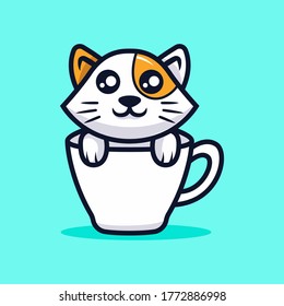 Ilustración vectorial de mascota de gato kawaii