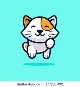 Cute kawaii cat mascot vector illustration