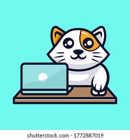 Cute kawaii cat mascot vector illustration